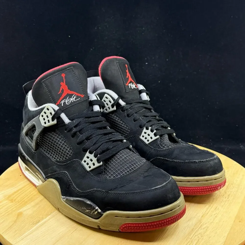 Air Jordan 4 Retro Bred 2012 308497 089 Black/Cement Grey/Fire Red Size 11.5